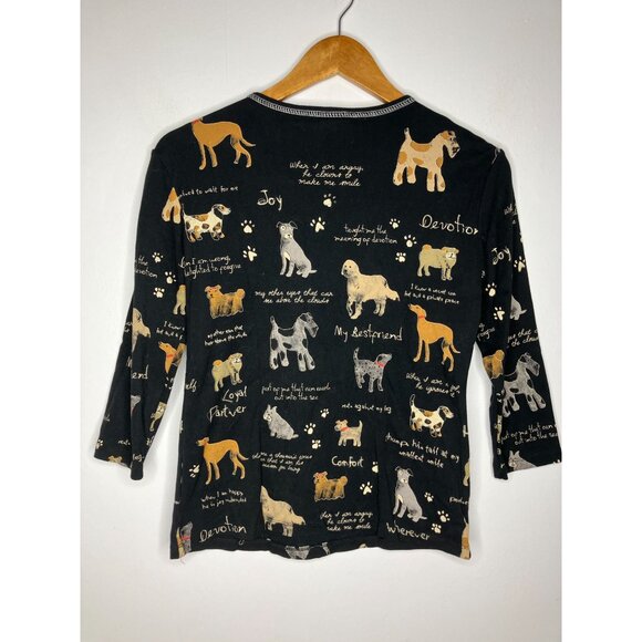 Jess & Jane Womens Dog Print My Best Friend 3/4 Sleeve Top Small Y2K Art - Picture 6 of 7